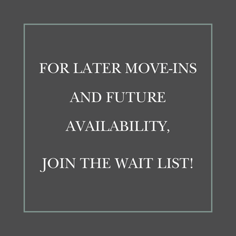 a gray background with the words for later move in and future availability, join the wait list